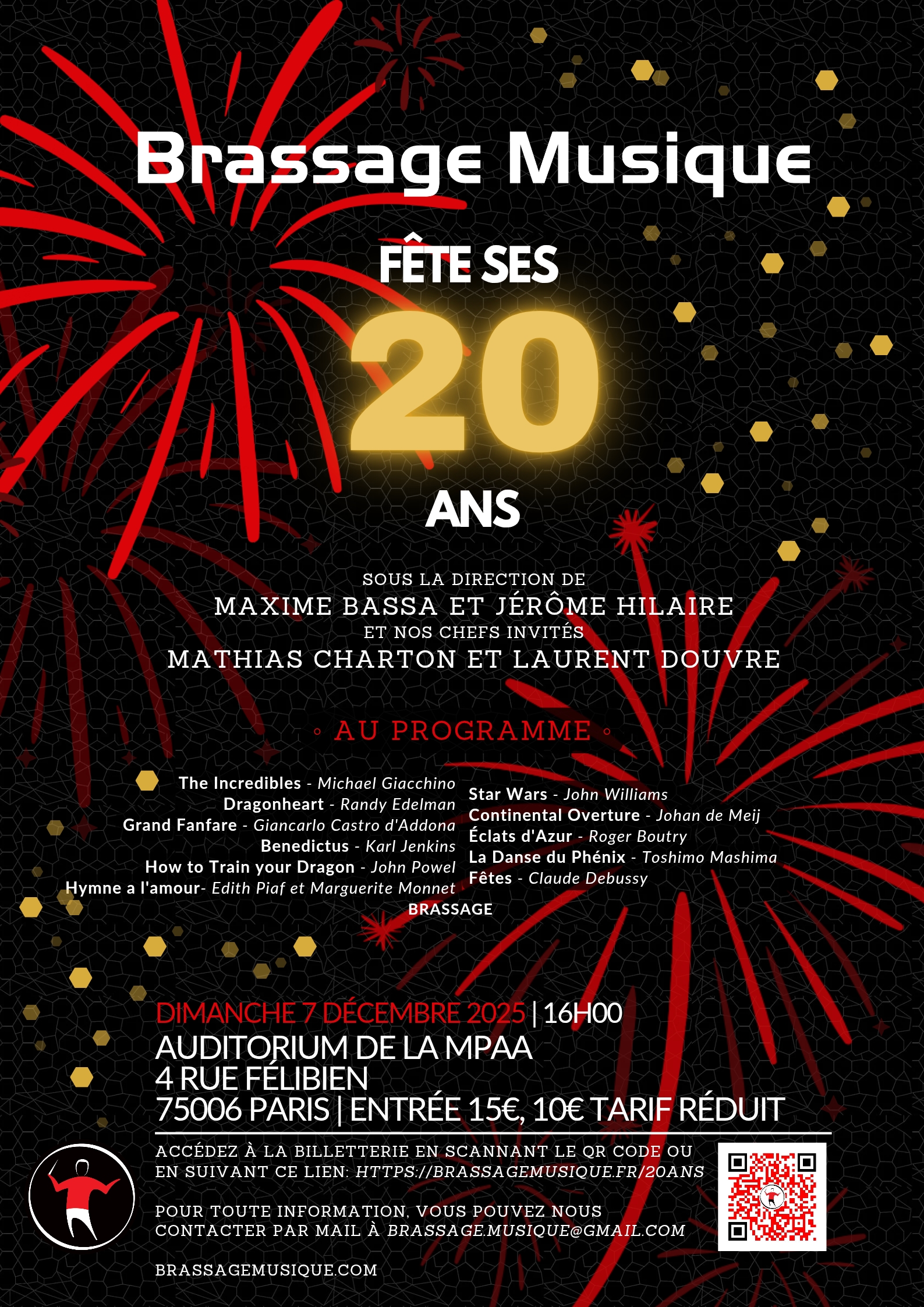Affiche concert des 20 ans  Brassage Musique 